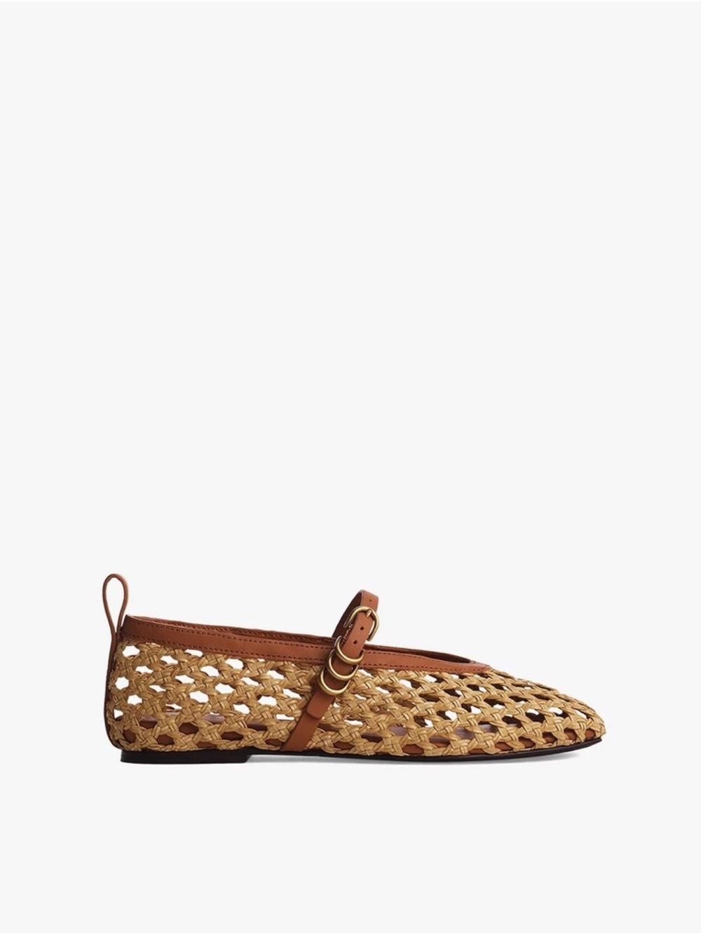 RAG & BONE Spire Alaia Open Woven Mary Jane Flats in Brown US9 EU40 New Leather